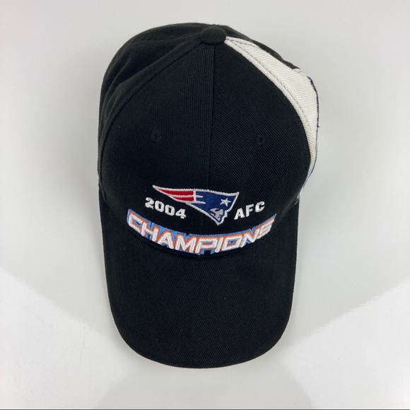 New England Patriots NFL 2004 AFC Champions Strapback Hat Black Embroidered Logo - Picture 5 of 11